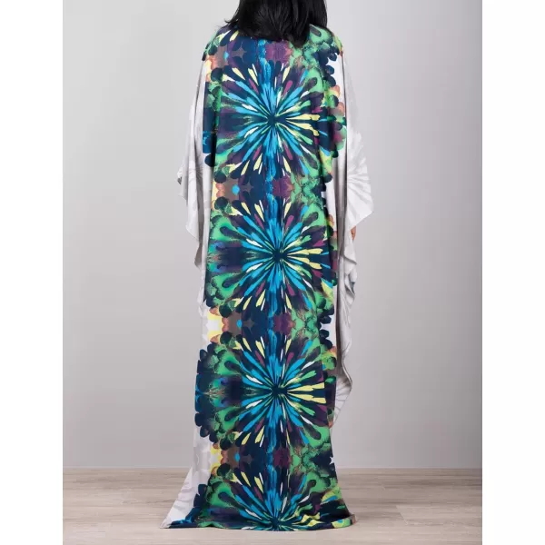 Bsubseach Women Ethnic Print Kaftan Beach Dress Plus Size Swimsuit Cover Up