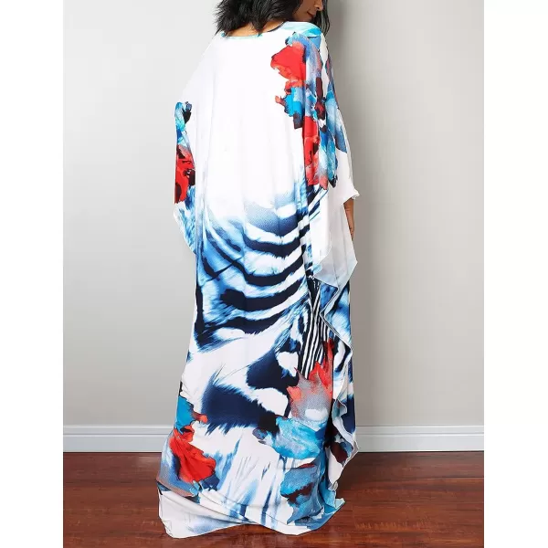 Bsubseach Women Ethnic Print Kaftan Beach Dress Plus Size Swimsuit Cover Up
