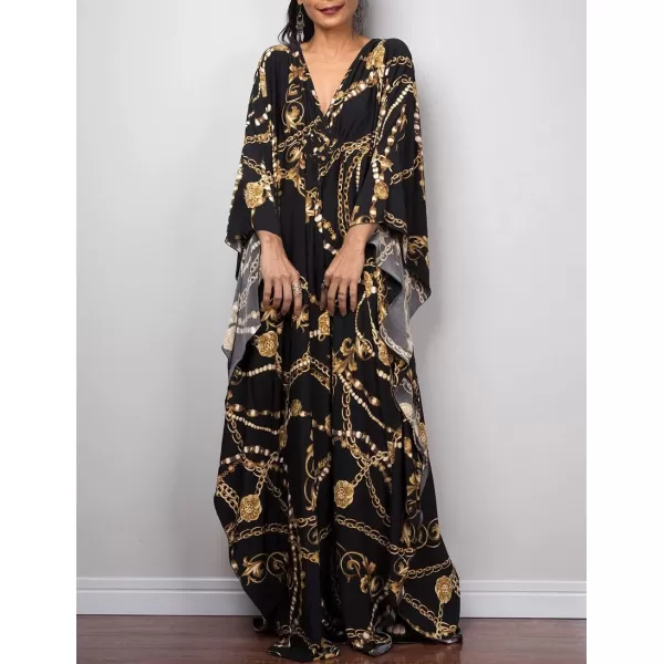 Bsubseach Women Ethnic Print Kaftan Beach Dress Plus Size Swimsuit Cover Up