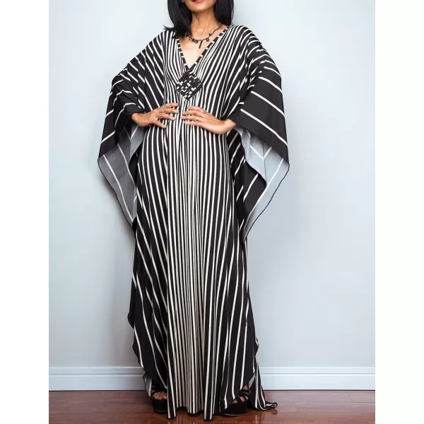 Bsubseach Women Ethnic Print Kaftan Beach Dress Plus Size Swimsuit Cover Up