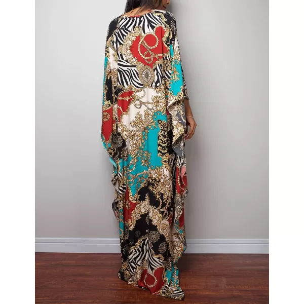 Bsubseach Women Ethnic Print Kaftan Beach Dress Plus Size Swimsuit Cover Up