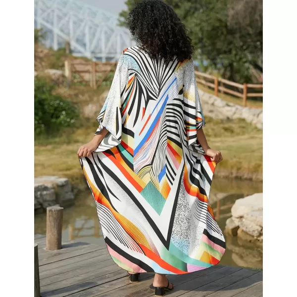 Bsubseach Women Ethnic Print Kaftan Beach Dress Plus Size Swimsuit Cover Up