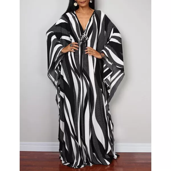 Bsubseach Women Ethnic Print Kaftan Beach Dress Plus Size Swimsuit Cover Up