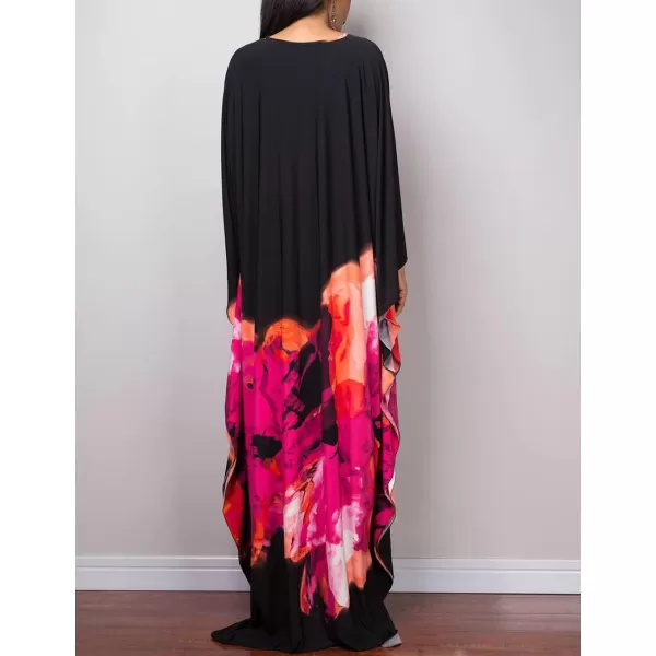 Bsubseach Women Ethnic Print Kaftan Beach Dress Plus Size Swimsuit Cover Up