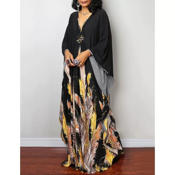 Bsubseach Women Ethnic Print Kaftan Beach Dress Plus Size Swimsuit Cover Up