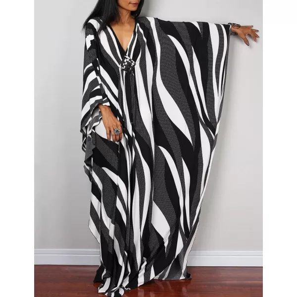 Bsubseach Women Ethnic Print Kaftan Beach Dress Plus Size Swimsuit Cover Up