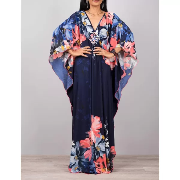 Bsubseach Women Ethnic Print Kaftan Beach Dress Plus Size Swimsuit Cover Up