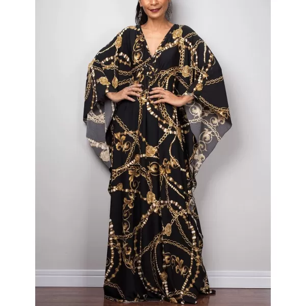 Bsubseach Women Ethnic Print Kaftan Beach Dress Plus Size Swimsuit Cover Up