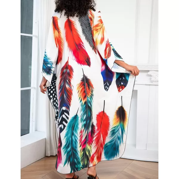 Bsubseach Women Ethnic Print Kaftan Beach Dress Plus Size Swimsuit Cover Up