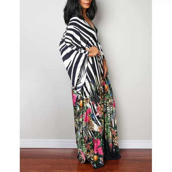 Bsubseach Women Ethnic Print Kaftan Beach Dress Plus Size Swimsuit Cover Up