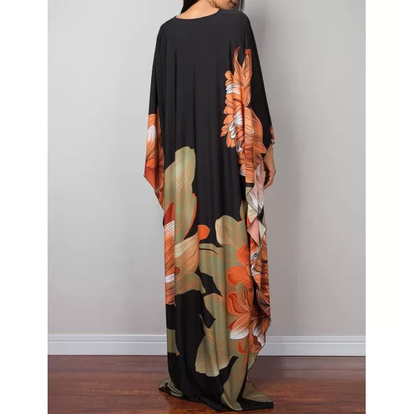 Bsubseach Women Ethnic Print Kaftan Beach Dress Plus Size Swimsuit Cover Up