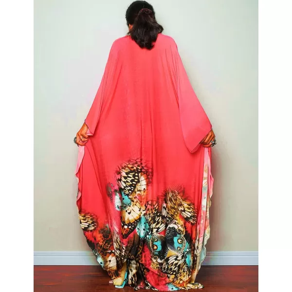 Bsubseach Women Ethnic Print Kaftan Beach Dress Plus Size Swimsuit Cover Up