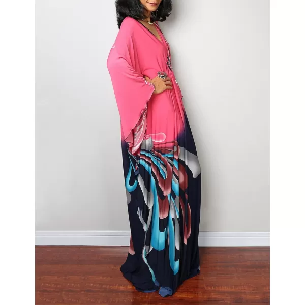 Bsubseach Women Ethnic Print Kaftan Beach Dress Plus Size Swimsuit Cover Up