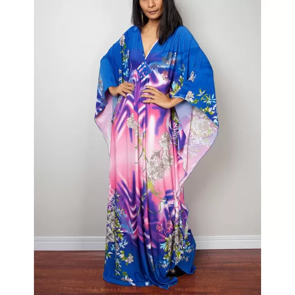 Bsubseach Women Ethnic Print Kaftan Beach Dress Plus Size Swimsuit Cover Up
