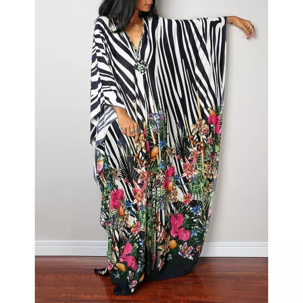 Bsubseach Women Ethnic Print Kaftan Beach Dress Plus Size Swimsuit Cover Up