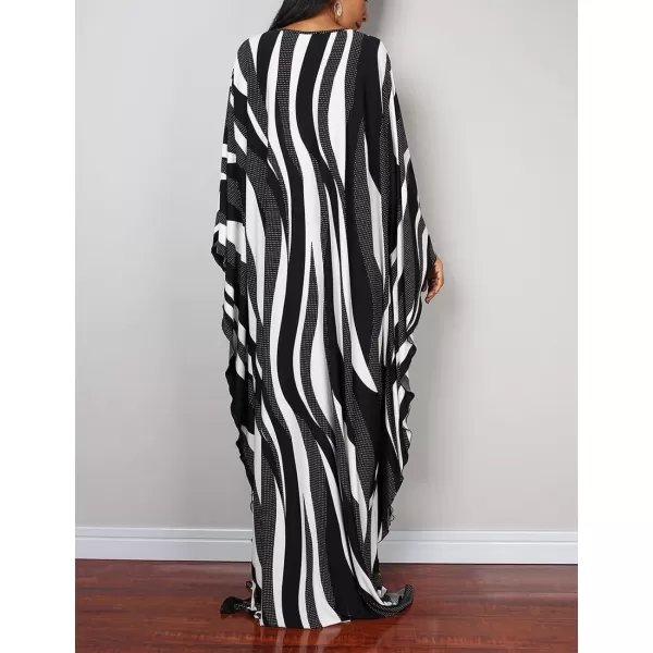 Bsubseach Women Ethnic Print Kaftan Beach Dress Plus Size Swimsuit Cover Up