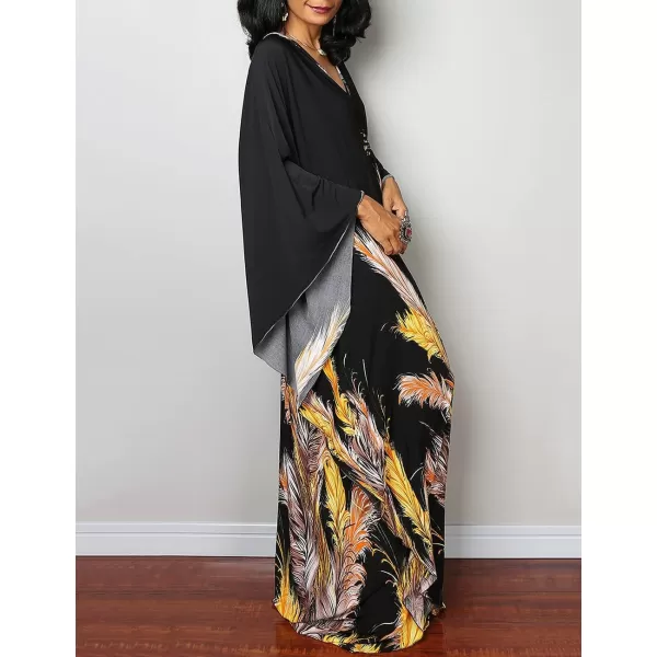 Bsubseach Women Ethnic Print Kaftan Beach Dress Plus Size Swimsuit Cover Up