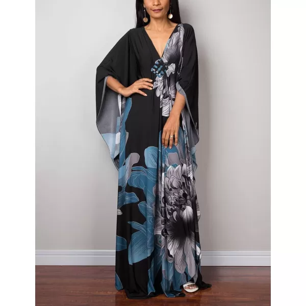 Bsubseach Women Ethnic Print Kaftan Beach Dress Plus Size Swimsuit Cover Up