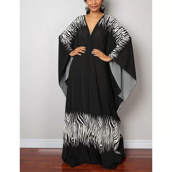 Bsubseach Women Ethnic Print Kaftan Beach Dress Plus Size Swimsuit Cover Up