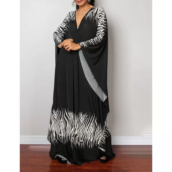 Bsubseach Women Ethnic Print Kaftan Beach Dress Plus Size Swimsuit Cover Up