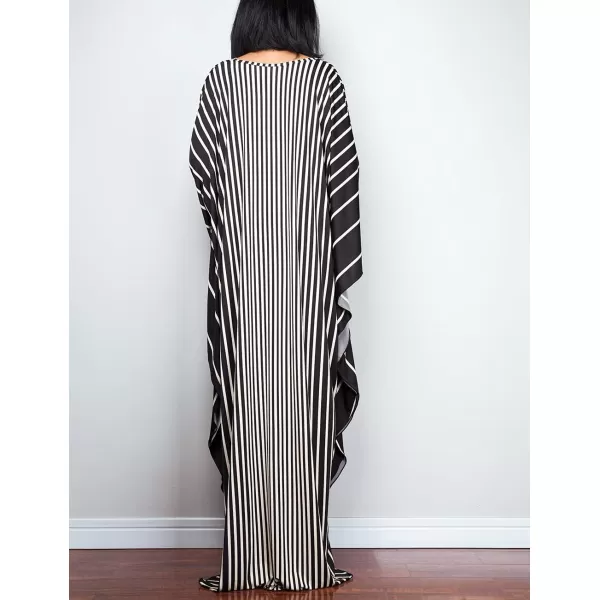Bsubseach Women Ethnic Print Kaftan Beach Dress Plus Size Swimsuit Cover Up