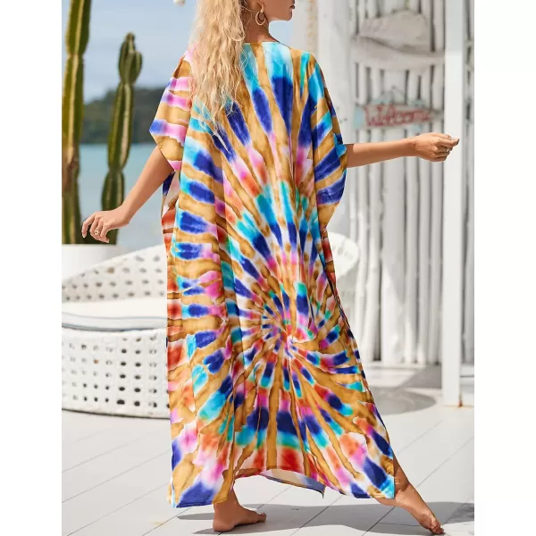 Bsubseach Women Kaftan Dress Print Swimsuit Cover Up Plus Szie Caftans Maxi Beach Dress