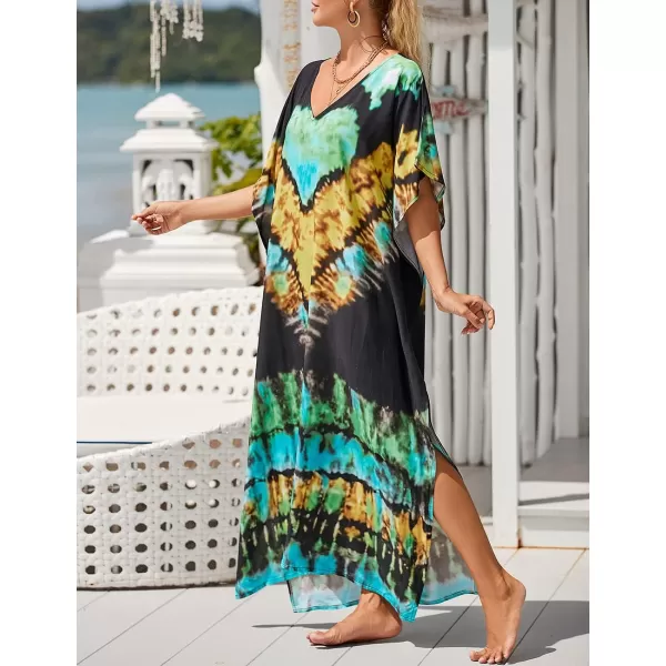 Bsubseach Women Kaftan Dress Print Swimsuit Cover Up Plus Szie Caftans Maxi Beach Dress