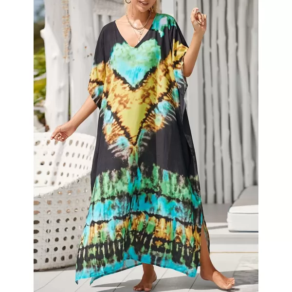 Bsubseach Women Kaftan Dress Print Swimsuit Cover Up Plus Szie Caftans Maxi Beach Dress