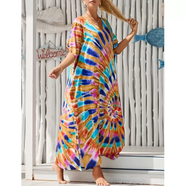 Bsubseach Women Kaftan Dress Print Swimsuit Cover Up Plus Szie Caftans Maxi Beach Dress
