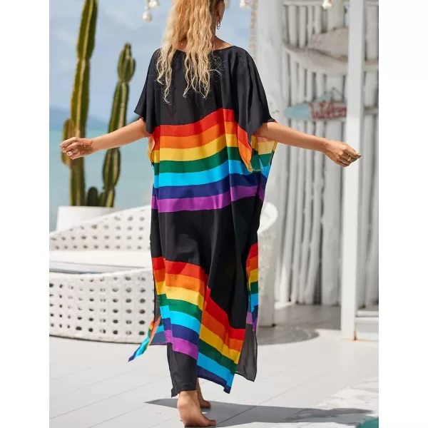 Bsubseach Women Kaftan Dress Print Swimsuit Cover Up Plus Szie Caftans Maxi Beach Dress