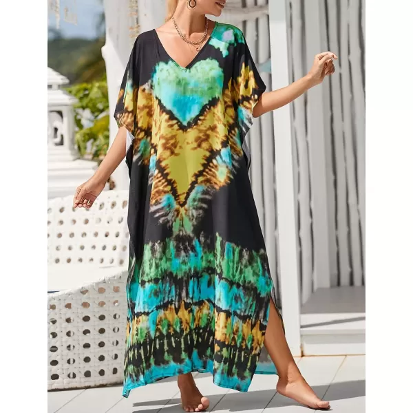 Bsubseach Women Kaftan Dress Print Swimsuit Cover Up Plus Szie Caftans Maxi Beach Dress