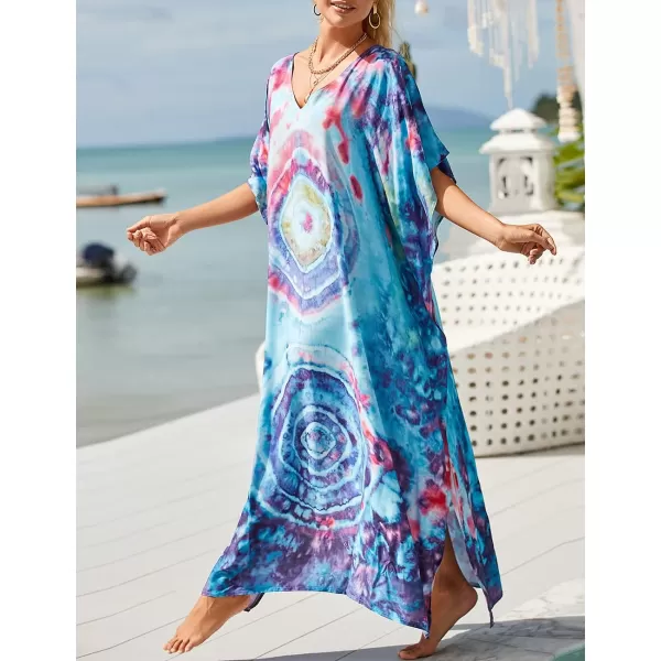 Bsubseach Women Kaftan Dress Print Swimsuit Cover Up Plus Szie Caftans Maxi Beach Dress
