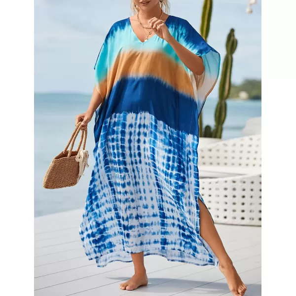 Bsubseach Women Kaftan Dress Print Swimsuit Cover Up Plus Szie Caftans Maxi Beach Dress