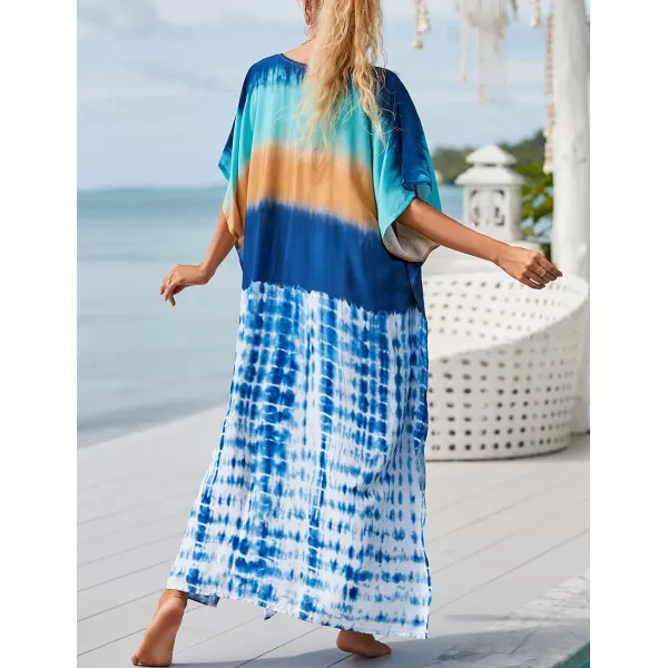 Bsubseach Women Kaftan Dress Print Swimsuit Cover Up Plus Szie Caftans Maxi Beach Dress
