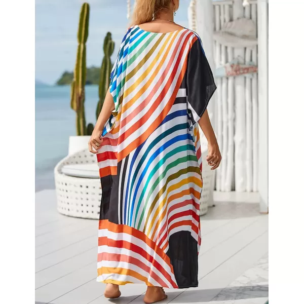 Bsubseach Women Kaftan Dress Print Swimsuit Cover Up Plus Szie Caftans Maxi Beach Dress