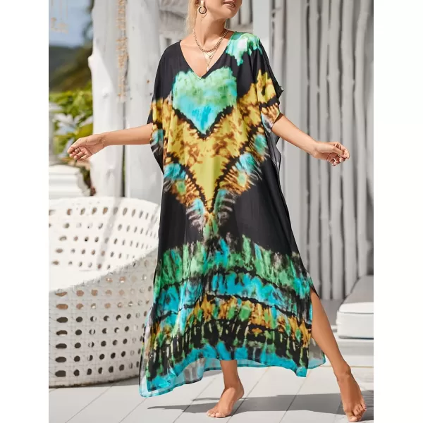 Bsubseach Women Kaftan Dress Print Swimsuit Cover Up Plus Szie Caftans Maxi Beach Dress