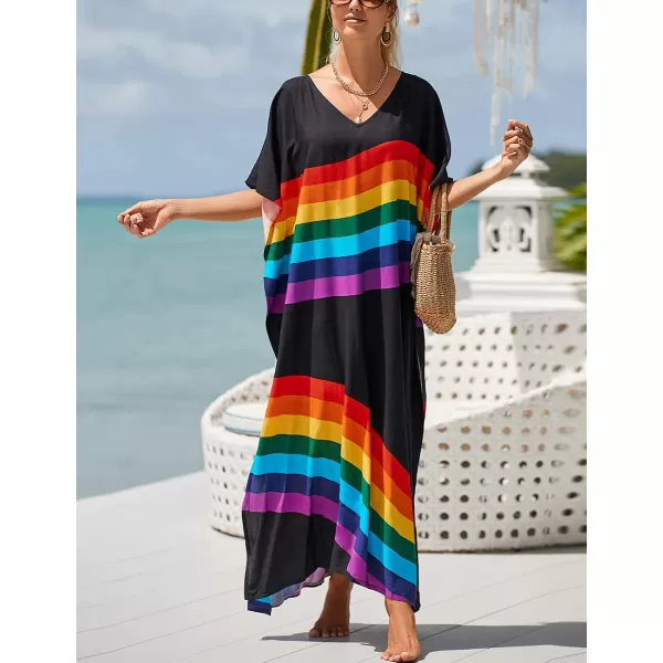 Bsubseach Women Kaftan Dress Print Swimsuit Cover Up Plus Szie Caftans Maxi Beach Dress