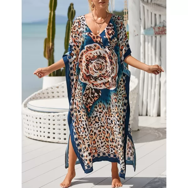 Bsubseach Women Kaftan Dress Print Swimsuit Cover Up Plus Szie Caftans Maxi Beach Dress