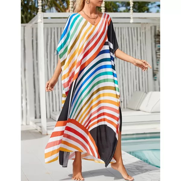 Bsubseach Women Kaftan Dress Print Swimsuit Cover Up Plus Szie Caftans Maxi Beach Dress