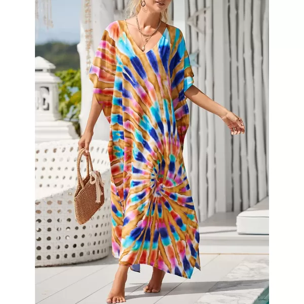 Bsubseach Women Kaftan Dress Print Swimsuit Cover Up Plus Szie Caftans Maxi Beach Dress