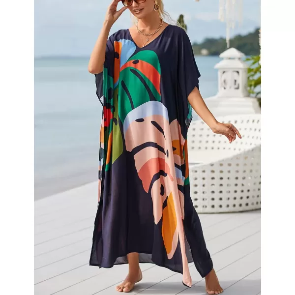 Bsubseach Women Kaftan Dress Print Swimsuit Cover Up Plus Szie Caftans Maxi Beach Dress