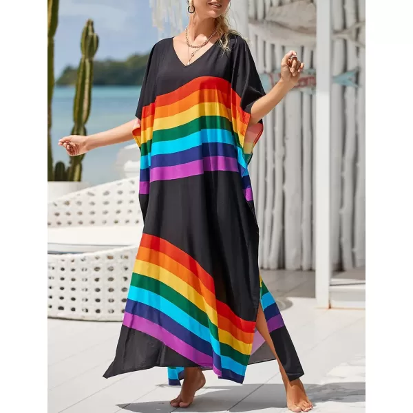 Bsubseach Women Kaftan Dress Print Swimsuit Cover Up Plus Szie Caftans Maxi Beach Dress