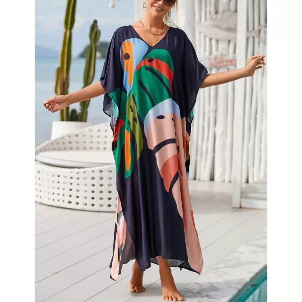 Bsubseach Women Kaftan Dress Print Swimsuit Cover Up Plus Szie Caftans Maxi Beach Dress