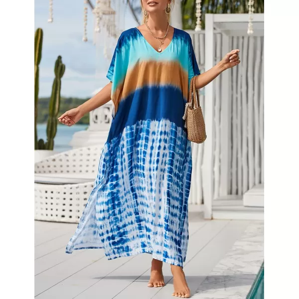 Bsubseach Women Kaftan Dress Print Swimsuit Cover Up Plus Szie Caftans Maxi Beach Dress