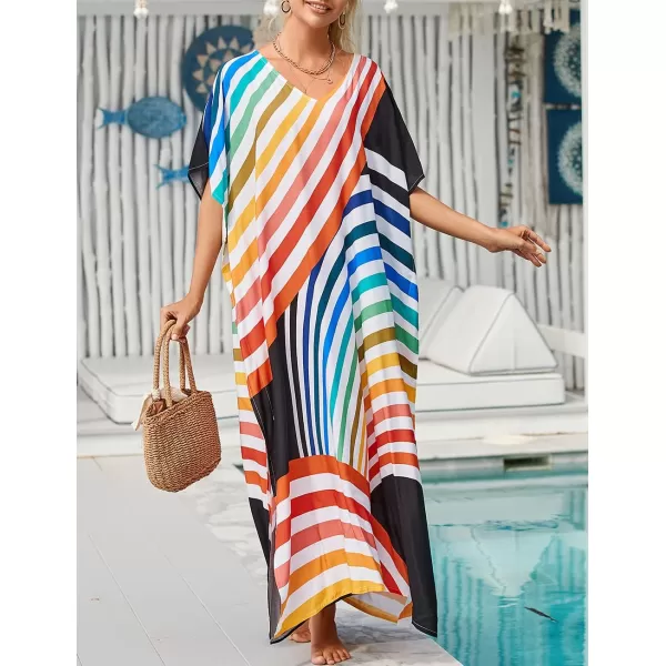 Bsubseach Women Kaftan Dress Print Swimsuit Cover Up Plus Szie Caftans Maxi Beach Dress