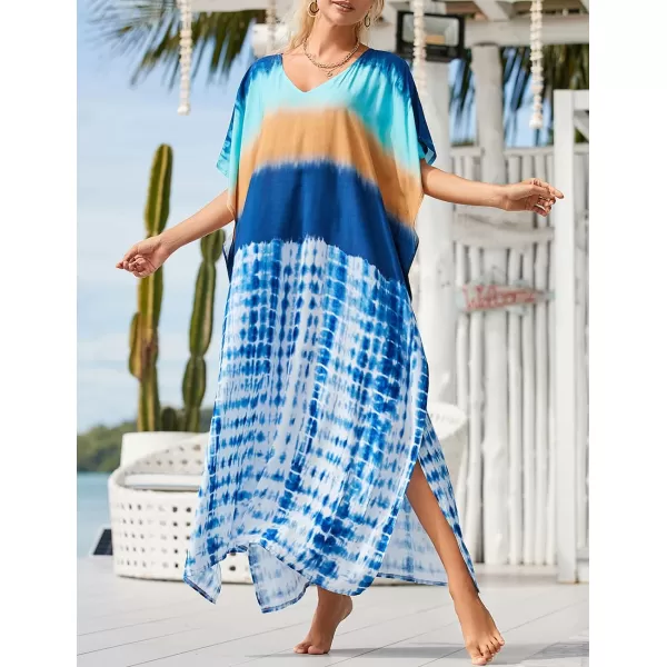 Bsubseach Women Kaftan Dress Print Swimsuit Cover Up Plus Szie Caftans Maxi Beach Dress