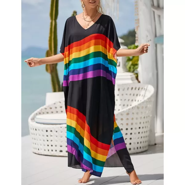 Bsubseach Women Kaftan Dress Print Swimsuit Cover Up Plus Szie Caftans Maxi Beach Dress