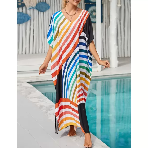 Bsubseach Women Kaftan Dress Print Swimsuit Cover Up Plus Szie Caftans Maxi Beach Dress