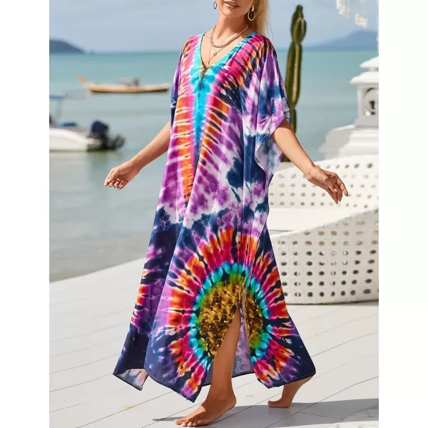 Bsubseach Women Kaftan Dress Print Swimsuit Cover Up Plus Szie Caftans Maxi Beach Dress