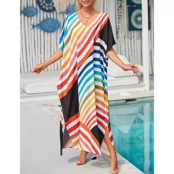 Bsubseach Women Kaftan Dress Print Swimsuit Cover Up Plus Szie Caftans Maxi Beach Dress